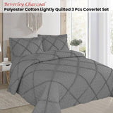 Beverley Charcoal 3 Pce Lightly Quilted Polyester Cotton Coverlet Set Queen V442-STT-COVERLET-BEVERLEY-CHARCOAL-QS