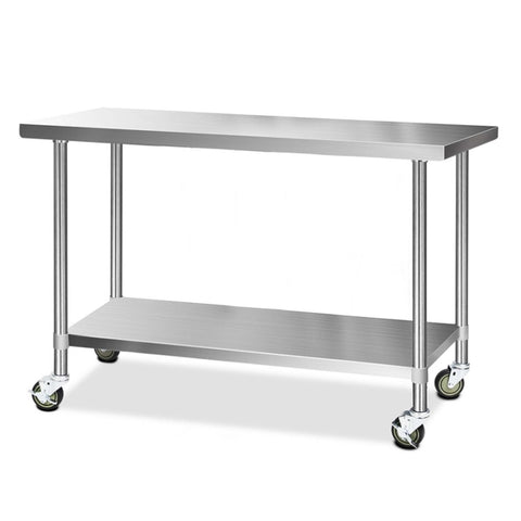 Cefito 1524x610mm Stainless Steel Kitchen Bench with Wheels 304 SSKB-304S-WHEEL-60