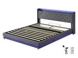 Levede Double Bed Frame Gas Lift LED Light BF1065-D