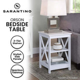 Sarantino Orson 2-Tier Bedside Table - White TBL-056-06-WHT