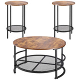 3 Pieces Round Coffee Table Set 80 cm with 2 End Tables for Living Room V952-KTZZTZTMYZWPM7ELZ001V0