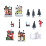 Christmas Set Resin Christmas Scene LED Lighted Miniature Houses Town Christmas V1294-YM0714-10311311
