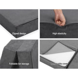 Giselle Bedding Foldable Mattress Folding Foam Bed Mat Double Grey FOAM-MFM-CU01-DOU-VEL-GY