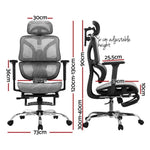 Artiss Ergonomic Office Chair Footrest Grey OCHAIR-H-FZ28-GY