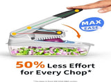 Vegetable Chopper with Container, 2 in 1 Manual Hand Food Chopper with 2 Stainless Steel Chopping V1258-DP02-C-2895