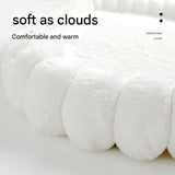 White Plush Cat Window Hammock with Strong Suction Cups, Faux Rabbit Fur Pet Bed for Cats and Small V888-ELOSUNG48635