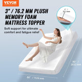 Mattress Topper Memory Foam Detachable & Washable Queen 76.2 mm Thickness V952-JYHMD6080INCMVYELV0