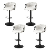 Artiss Bar Stool x4 Kitchen Dining Chair Counter Gaslift Woven Velvet Ivory BA-K-71096-BGX4