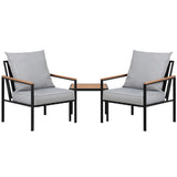 Gardeon 3PC Outdoor Furniture Bistro Set Lounge Setting Chairs Table Patio Black ODF-ST-PLW-3PCS-BK