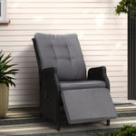 Gardeon Recliner Chairs Sun lounge Wicker Lounger Outdoor Furniture Patio Adjustable Black ODF-RCL-RW-FT-BK