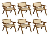 Levede 6x Walnut Wicker Armchair Dining Chair CH1101-WAX6