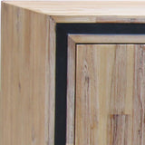 Buffet Sideboard in Silver Brush Colour with Solid Acacia & Veneer Wooden Frame Storage Cabinet with V43-BFT-SSH