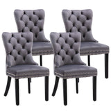 4x Velvet Dining Chairs Upholstered Tufted Kithcen Chair with Solid Wood Legs Stud Trim and V226-SW1901GY-2