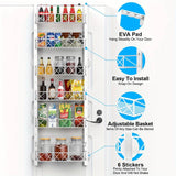 CARLA HOME 6 Tier Adjustable Baskets Over Door Pantry Organiser for Home Kitchen LSB-36119