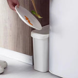 Space-Saving Slim Trash Can - 12.9L Plastic Waste Bin with Push Lid, Fits Narrow Spaces, Lightweight V1370-AZ4-13634