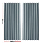 Artiss 2X Blockout Curtains Eyelet 300x230cm Grey BC-MATT-300X230-GY