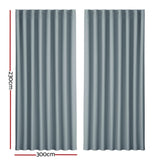 Artiss 2X Blockout Curtains Eyelet 300x230cm Grey BC-MATT-300X230-GY