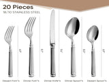 20 Pieces Silverware Set, Premium 18/10 Stainless Steel Flatware Set, Luxury Cutlery Set for 4, V1258-DP02-C-132