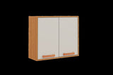 Flat Pack DIY Wooden Kitchen Wall Cabinet with 2 Doors 2 Shelves in White and Cinnamon Finish V1112-3600001952