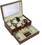 12 Slot PU Leather Lockable Watch and Jewelry Storage Boxes V178-84503