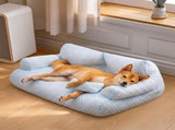 Cooling Ice Silk Pet Sofa Bed with 5D Massage Particles and Removable Washable Cover Plush V1341-ZY-MBKBLJWM-L-BLUE