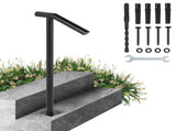 Single Post 1-2, Black Steel Railing 441LBS Capacity Baking Varnish Iron Stairs Stylish Handrails V952-LTFS2BXYGLZHS0001V0