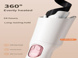White Portable Cordless Hair Curler - USB-C Rechargeable Automatic Hair Waver with Ceramic Barrel & V888-ELOSUNG32837