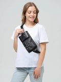 Men's Genuine Leather Waist Bag, Crocodile Print, Adjustable, Small Fanny Pack for Travel Hiking V1237-ZY-917-277