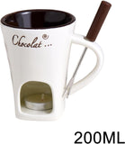 Tealight Fondue Set, Ceramic Melting Pot for Chocolate and Dessert Beige V1237-ZY-203-0335