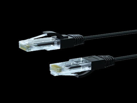 0.15m CAT6A THIN U/UTP LSZH 28 AWG RJ45 Network Cable 50 Pack Black 004.650.2002.50PACK
