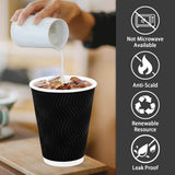 500x Triple Wall Coffee Cups Disposable Takeaway BPA Free Paper Bulk in Black V563-PA1216-25-20QTY-1BOX