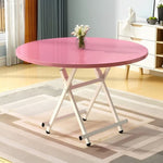 SOGA Pink Dining Table Portable Round Surface Space Saving Folding Desk Home Decor TABLERD726