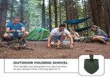 Green Folding Outdoor Shovel with Stainless Steel Blade and Canvas Carry Bag for Snow, Sand, V1369-AZ3-W-20189