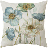 4 Pack Outdoor Cushion Cover, Waterproof Yellow and Blue Flowers Pattern Sofa Pillowcase for Patio V1237-ZY-528-007