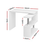 Artiss Computer Desk L-Shape Bookshelf White DESK-SWIVEL-352WH-AB