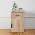 PORTO BEDSIDE TABLE - NATURAL OAK - SLIM - OVAL BLACK V164-ECS13STB05B