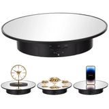 Motorized Rotating Display Stand, 7.9" Electric Rotary Holder with Mirror Glass Surface, Automatic V1369-AZ3-W-08899