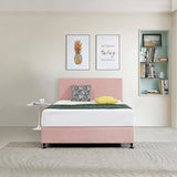 Linen Fabric Double Bed Deluxe Headboard Bedhead - Pale Pink V63-839461