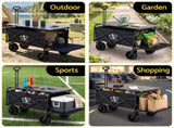 Gardeon Folding Camping Wagon Heavy Duty Utility Cart with Tailgate Table 150L GCT-W-TABLE-86-BK