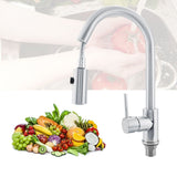 Brass Single Handle Pull Down Brushed Nickel Kitchen Sink Faucet V1294-YM0901-JY16046-02