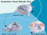 Gray Chubby Seal Plush Pillow with 4 Baby Seals Inside Soft Stuffed Animal for Kids, Hug Pillow & V1107-CS-HBGZ