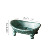Vintage Bathtub Shaped Soap Dish, Cast Iron Sturdy Construction, Elevated Four Leaf Clover Drainage V1192-AZ-W-24682