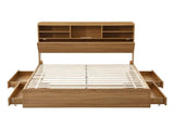 Artiss Double Bed Frame with Storage, 4 Drawers, USB and Night Light Natural WBED-F-TAMBUR-D-WOOD-ABC