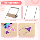 Adjustable Metal Bead Loom Kit, Loom Beading Supplies with 46000 Glass Seed Beads 2 Bead Needles V1369-AZ3-W-08535