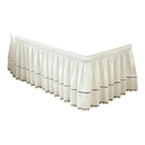 Twin XL Dorm Bed Skirt Extra Long Drop Elastic Wrap Around Dust Ruffle White Soft Machine Washable V1369-AZ3-W-11038