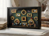 DIY Mini Memory Box Paper Cut Silhouette Shadow Box Kit with Gold Frames and Miniature Figurines for V1366-AZ2-W-14701