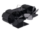 6 Blades Heat Powered Stove Fan Dual Head Fireplace Fan Home Non Electric Fan Black V1294-YM0512-3114220099911