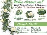 Artificial Eucalyptus Garland with Flowers Champagne Roses Long Fake Flower Garland Eucalyptus V1263-JX-1745