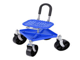 Gardeon Garden Cart Seat Rolling Stool 360 Swivel Height Adjustable Heavy Duty Blue GCT-4W-BL