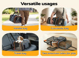 i.Pet Pet Carrier Bag Foldable Expandable Dog Cat Travel Cage Portable Car Kennel PET-CARRIER-ET48X30-OR